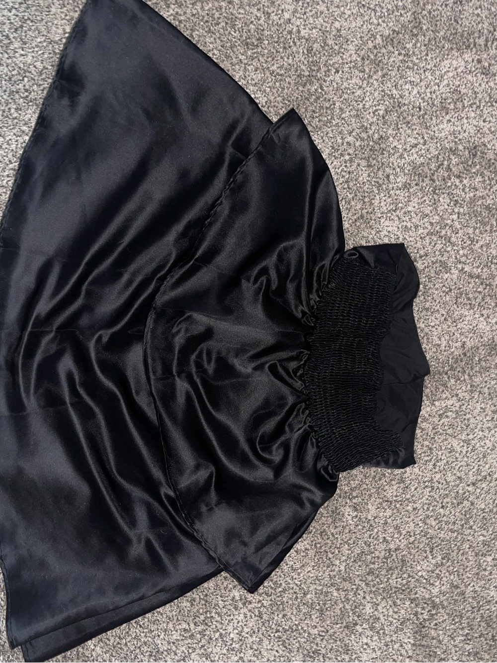 Pink Lily Black Satin Circle Skirt with Smocked Waist